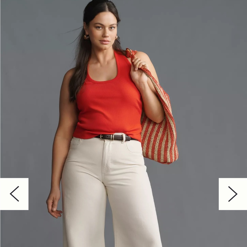Anthropologie Red Ribbed Tank Top